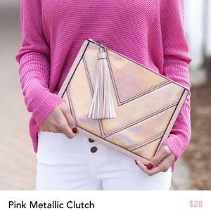 Brand New!! Pink Metallic Clutch
